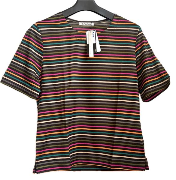 la Forchetta ストライプ 半袖TシャツM-Lサイズフリー 新品タグ付