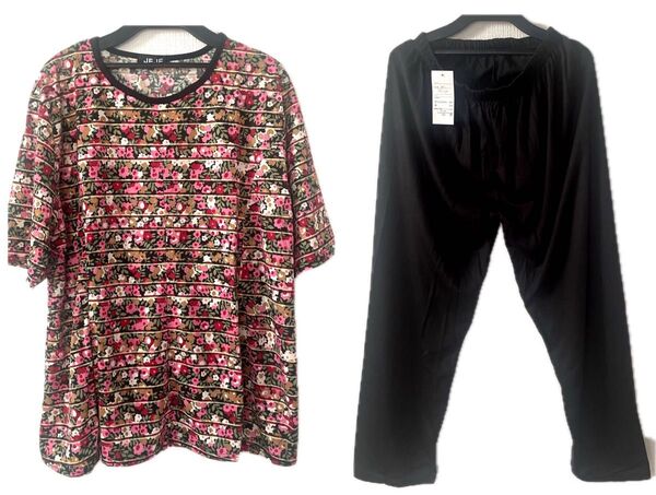 花柄ルームウェア上下セット(トップス・パンツ)パジャマ新品タグ付き