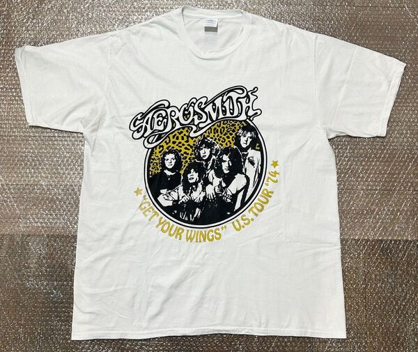 【海外古着】AEROSMITH エアロスミスレトロプリントデザインTシャツ 半袖 Tシャツ サイズXL
