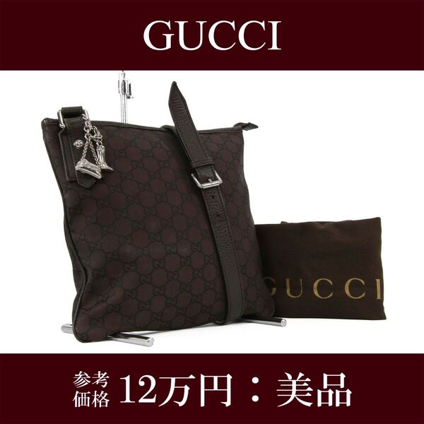本物 グッチ ショルダーバッグ メンズ レディース 茶色 ブラウン 斜め掛け GGロゴ ホースビット チャーム 人気 鞄 バック