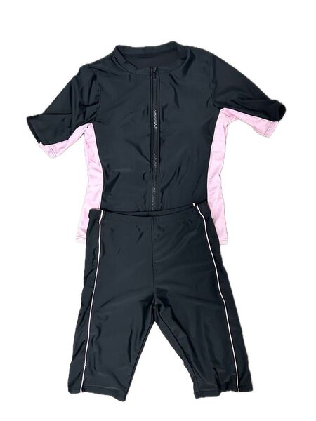 水着 レディース フィットネス水着 セパレート 水着 半袖 めくれ防止 ジム プール ママ水着