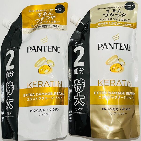PANTENE エクストラダメージリペア 詰め替え 特大 シャンプー 600ml & トリートメントinコンディショナー 600g
