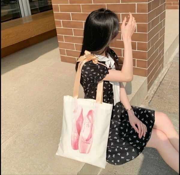 新品 バレエ トートバック ショルダーバック サブバックエコバッグ シューズ入れ 大きめ 可愛い