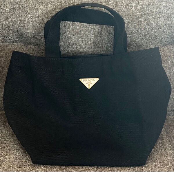 新作!PRADA トートバッグ 三角プレート ブラック キャンバス 新品未使用