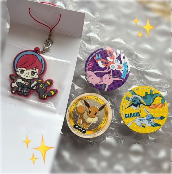 POKEMON TRAINERS ボタン&ブラッキー【ポケモンセンター限定】パルデア ラバーストラップ ポケモントレーナーズ