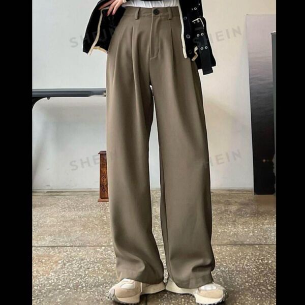 【タグ付き美品】Shein DAZY 折り畳みプリーツ スラントポケット パンツ