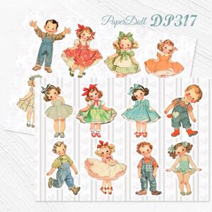 【DP317】デザインペーパー ビンテージドール コラージュシート