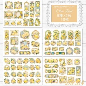 【DP314】デザインペーパー レモンビンテージ ラベル コラージュシート