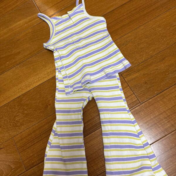 韓国子供服 キャミソール パンツ セットアップ ボーダー柄 80cm