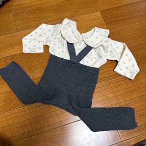 韓国ベビー服 セットアップ 2点セット オフホワイト グレー