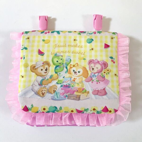 移動ポケット★夏 すいか ピンク レース 女の子 可愛い★幼稚園 小学校★発達障害 自閉症★大きめ ポーチ