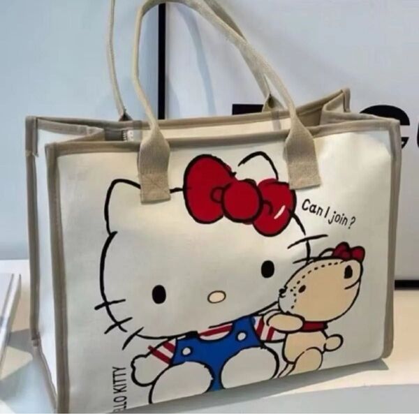 新品 ハローキティ キャンバスバッグ トートバッグ サンリオ ファスナー付 sanrio