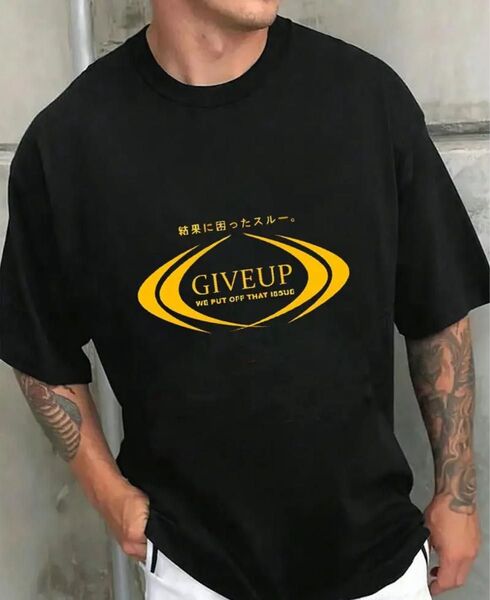 パロディTシャツ 半袖 黒 XXL ギブアップ ライザップ ユニーク 面白い 珍T お揃い ユニセックス プレゼント RIZAP