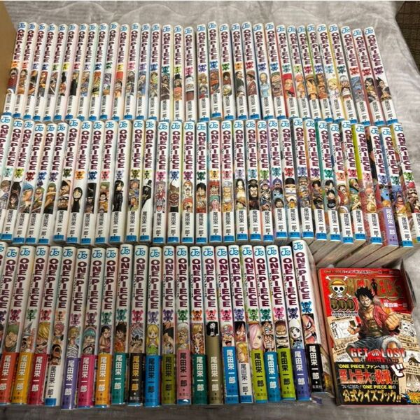 ワンピース 1~89巻 透明カバーつき ワンピース500クイズ本と缶バッチつき