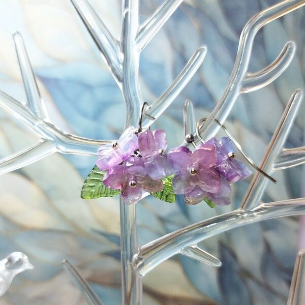 金紫紫陽花ピアス、イヤリング無料交換できます