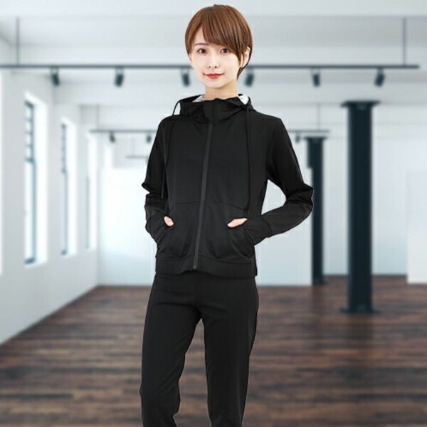 smarty サウナスーツ セット ウォーキング ランニング ウェア 男女別 室内 宅トレ ブラック 黒