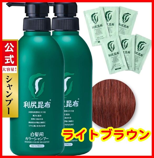 白髪染めシャンプー 2本セット Sastty 利尻カラーシャンプー 500ml ライトブラウン コンディショナー付