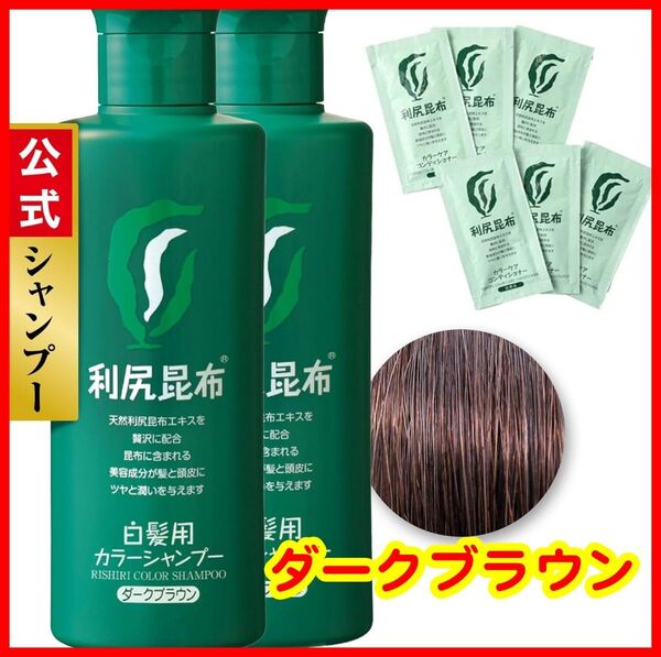 白髪染めシャンプー 2本セット Sastty 利尻カラーシャンプー 200ml ダークブラウン コンディショナー付