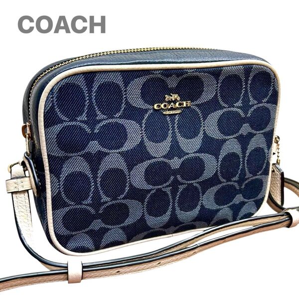 COACH coach コーチ ショルダーバッグ カメラバッグ シグネチャー クロスボディ 斜め掛け デニム キャンバス レザー