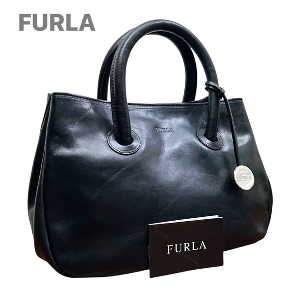 FURLA フルラ ハンドバッグ トートバッグ バッグ レザー オールレザー 本革 ブラック 黒 ロゴチャーム