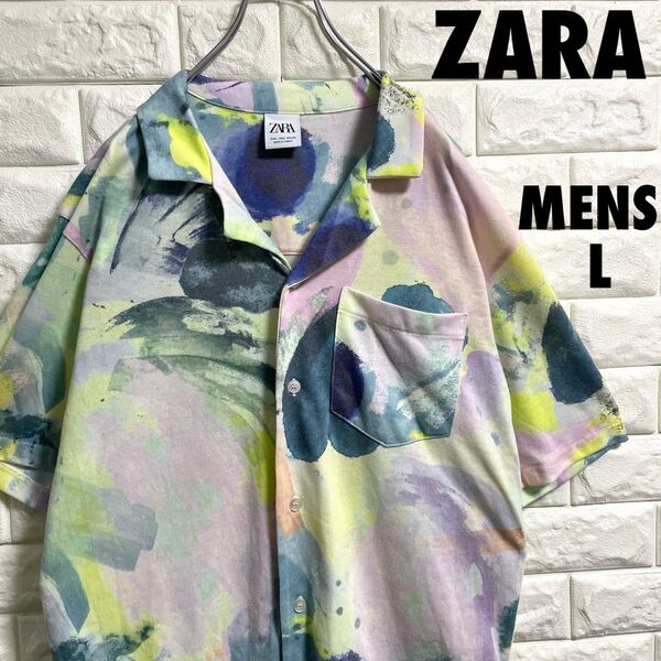 ZARA ザラ オープンカラーシャツ 半袖シャツ メンズLサイズ