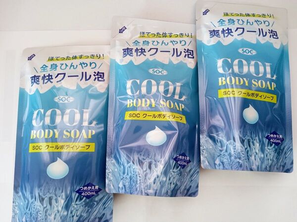 3袋★ボディソープ クール ★400ml 詰替用 ★ 3袋 ほってた体すっきり 爽快クール泡 液体 詰替用 ボディーソープ