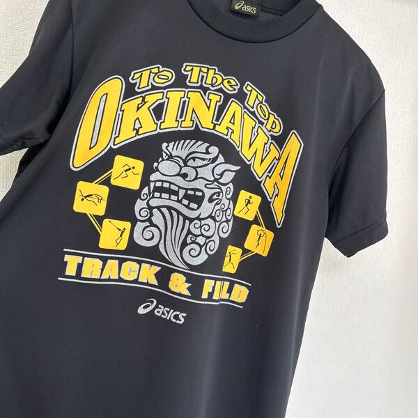 【アシックス】沖縄 シーサー Tシャツ ブラック Mサイズ 陸上競技 メンズ