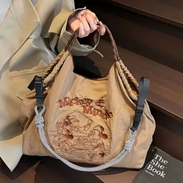 新品! 刺繍柄 2way トート ショルダーバッグ エコバッグ トートバッグ エコバッグ バッグ ナイロン ショルダーベルト付