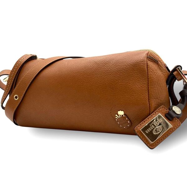 PELLE BORSA ペレボルサ ショルダーバッグ クロスボディ ボストン型 筒型 レザー 本革 ブラウン 茶色 斜め掛け