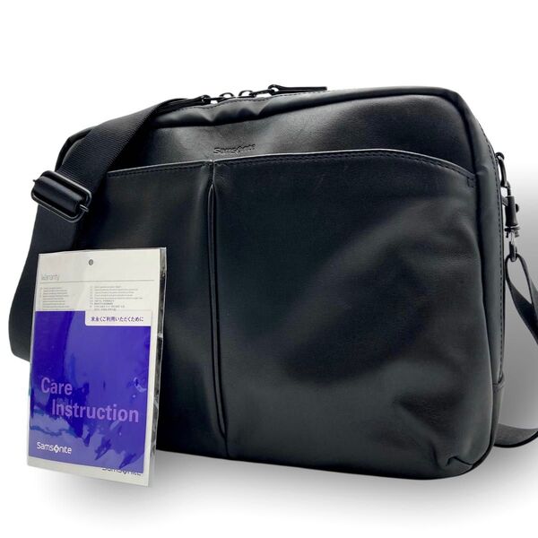 【美品】 Samsonite サムソナイト モダニクル ショルダーバッグ クロスボディ 斜め掛け レザー 本革 ナイロン ブラック
