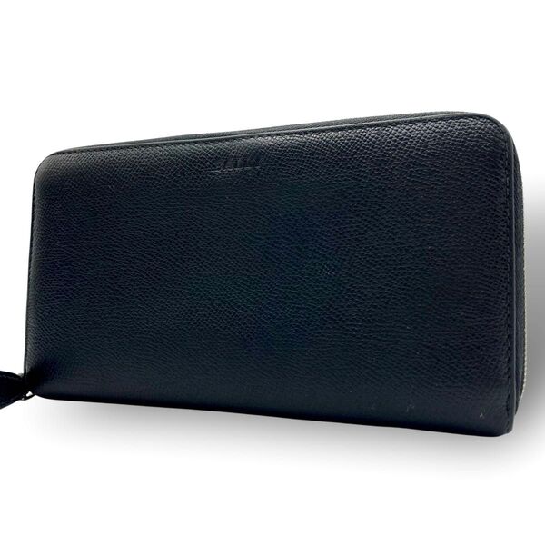 【美品】 BALLY バリー 長財布 ロングウォレット ラウンドファスナー ラウンドジップ レザー 本革 シボ革 ブラック 黒