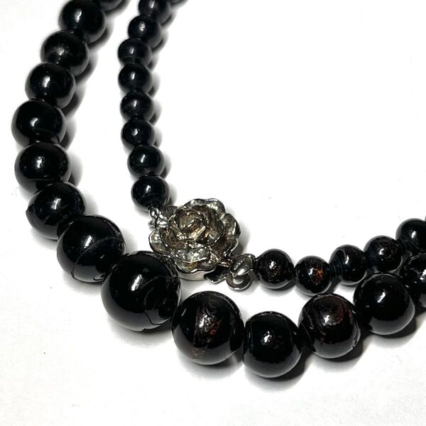 黒珊瑚 ブラックコーラル グラデーション ネックレス シルバー刻印 5-10mm jewelry necklace