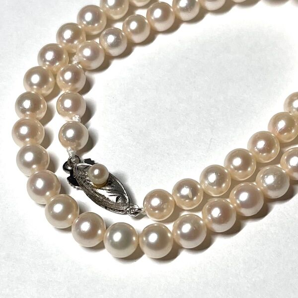 【照り強】あこや真珠 パール ネックレス 真珠 シルバー刻印 6㎜ pearl necklace 約6