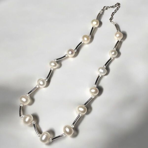 【大珠】ステーションパール 本真珠 ネックレス SILVER925刻印 14mm パールネックレス