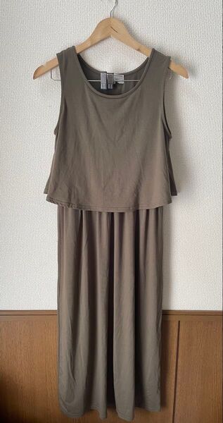 ロペピクニック ノースリーブワンピース 38 カーキ ロングワンピース