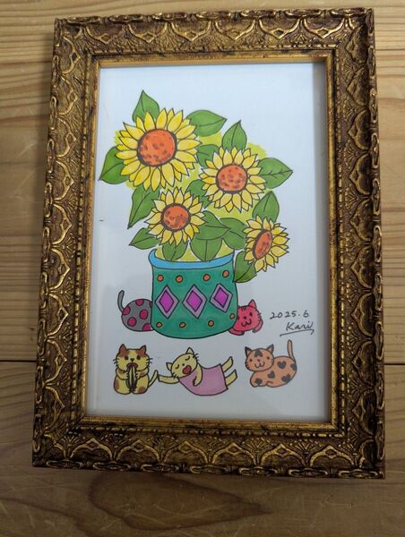沖縄県出身の画家kariさんの原画作品 絵画 額装 インテリア 美術品