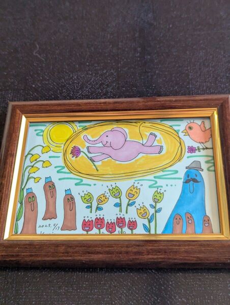 沖縄県出身の画家kariさんの原画作品 絵画 額入り 額装品 壁掛け 額装