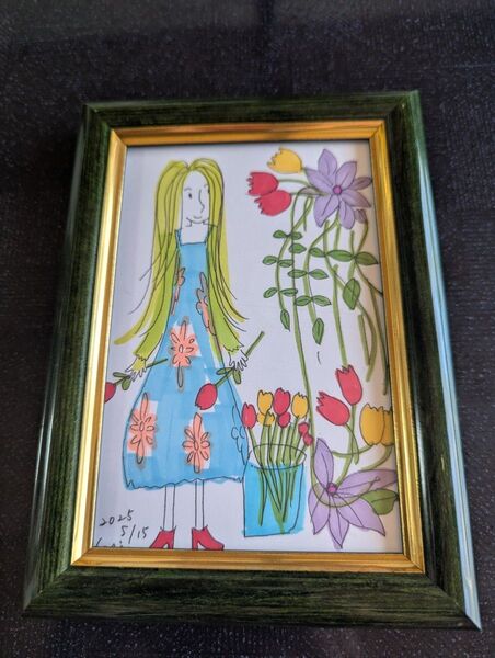 沖縄県出身の画家kariさんの原画作品 額装 画家