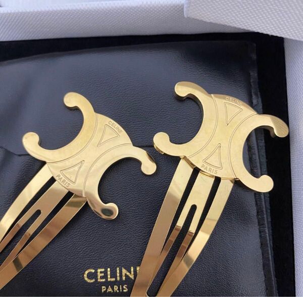 【美品】値下げ!CELINE ヘアクリップ 1つセット / ゴールド