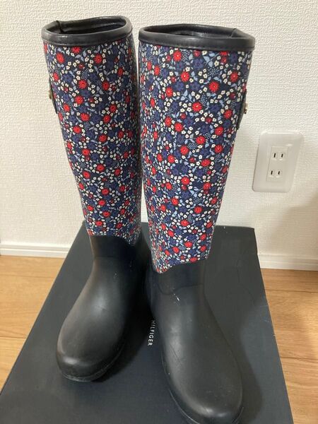 TOMMY HILFIGER ネイビー ロング レインブーツ 長靴 サイズ6