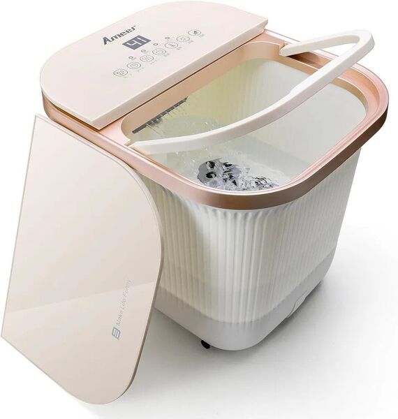 足湯器 フットバス 温度調節・保温機能 タイマー機能 4つのモード 蓋付き 日本語取扱説明書深型、白色、電動式、高さ355mm