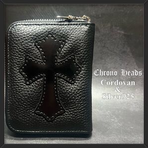 【Chrono Heads】Silver925|コードバンクロスパッチ|本革財布|シルバー925