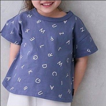 新品未使用【接触冷感】総柄半袖Tシャツ チャコール 英字柄 プティマイン Tシャツ 半袖 半袖Tシャツ キッズ
