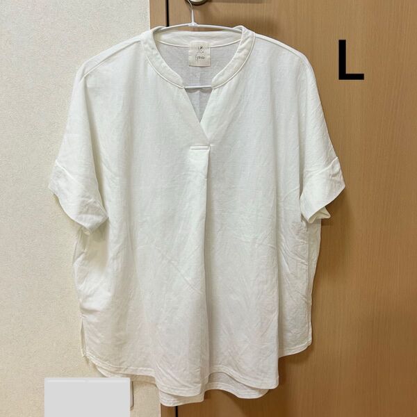 ブラウス 半袖 L レディース 白 オフホワイト