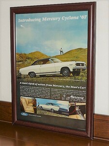 1966年 U.S.A. '60s 洋書雑誌広告 額装品 '67 Mercury Cyclone マーキュリー サイクロン ( A4サイズ )