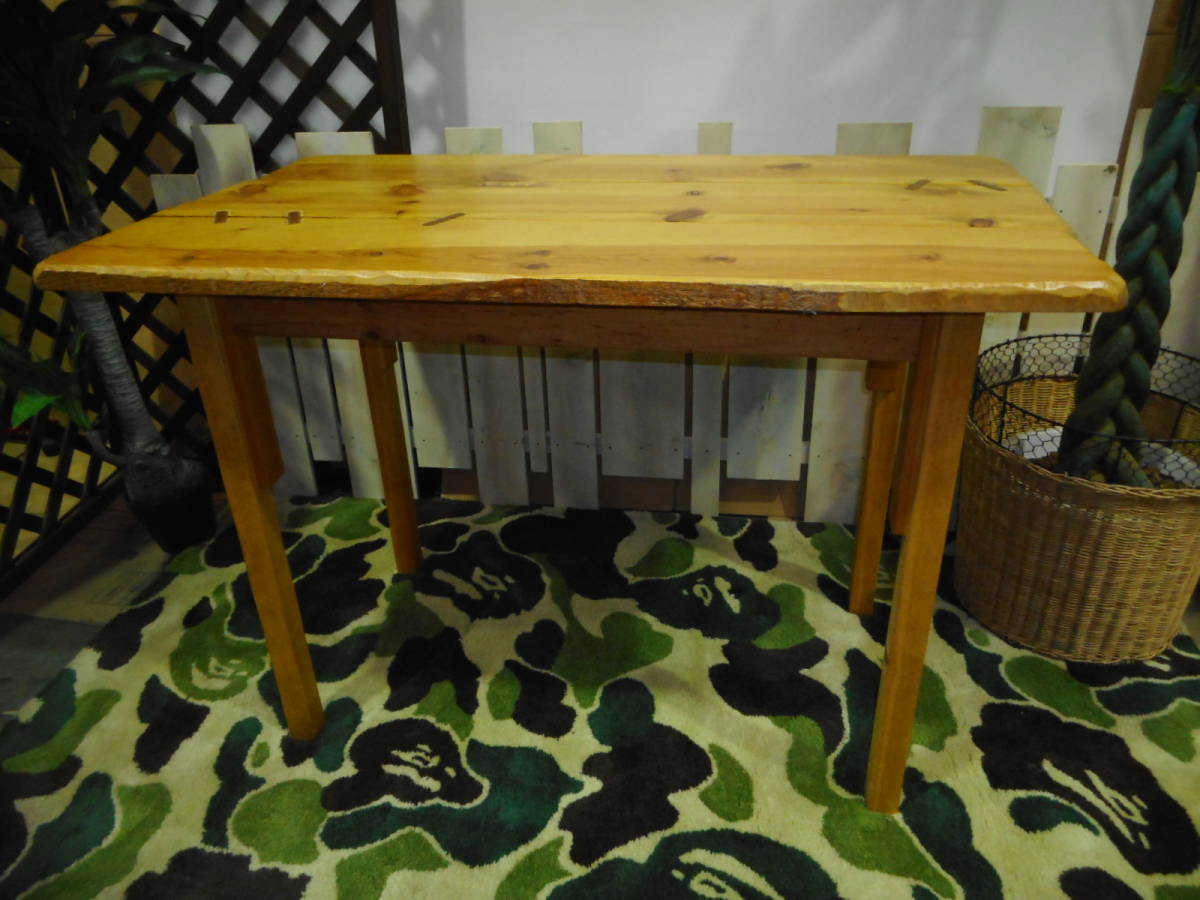 木製 手作り家具 デザインテーブル 継目デザイン サイドテーブル 組立 一点物 在庫品, ハンドメイド作品, 家具, 椅子, テーブル, 机