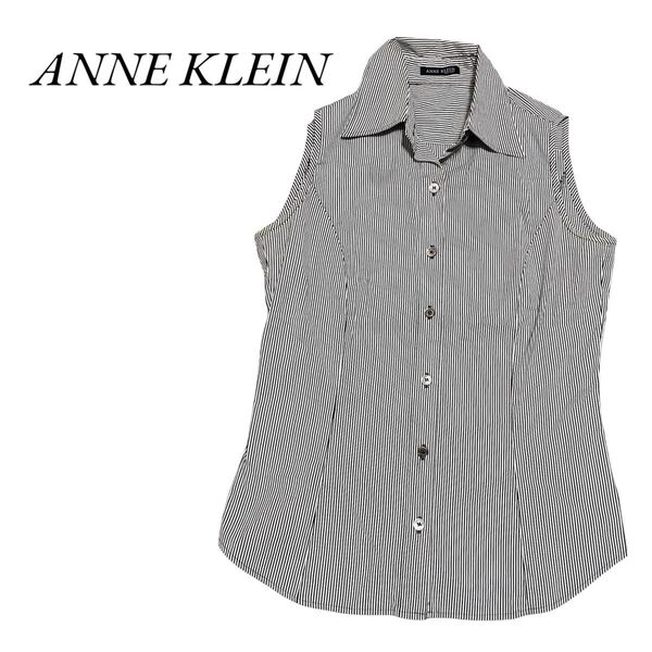 【処分SALE】ANNE KLEIN アンクライン ストライプ ノースリーブシャツ ブラウス