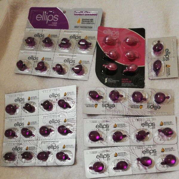 価格の相談は応じません 40個 ellips エリップス 紫色 ヘアビタミン モロッコオイル ヘアパック トリートメント ヘアケア