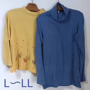 刺繍ハイネック ユニクロタートルネック 2枚 古着