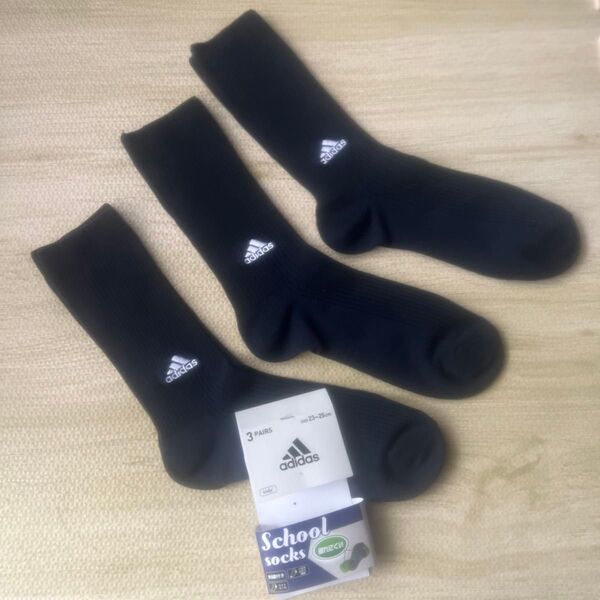 福助 adidasアディダス ソックス ( 靴下 ) 3足組 サイズ 23〜25cm